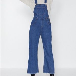 Nasty Gal denim wide leg overalls size 2
